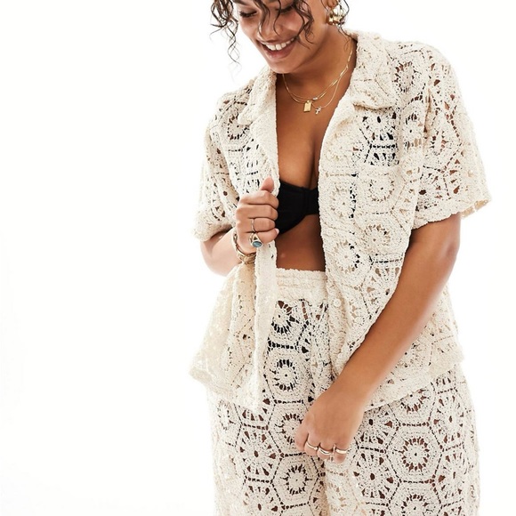 Plus size coverup beach Set in Cream Size 22 (UK size 26) NEW - Picture 6 of 15